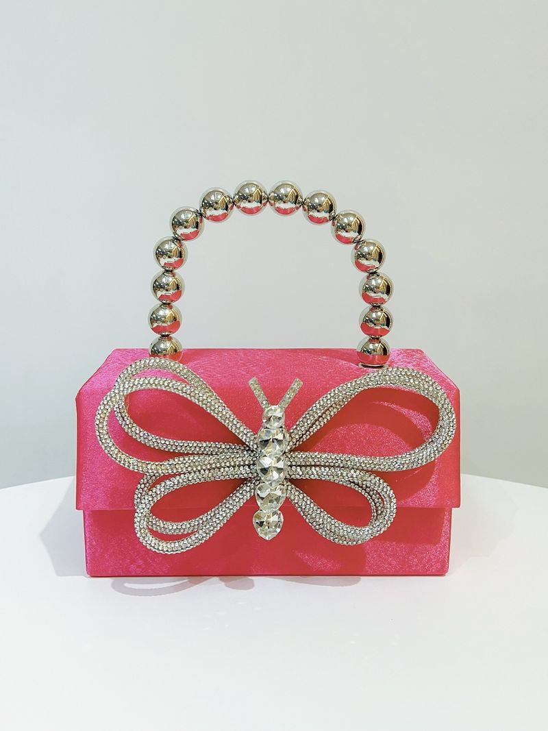Nuova borsa da festa con fiocco quadrato in seta francese lucida, piccola, borsa a tracolla in mano_voghion.com