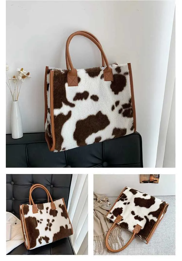 Leopardmönstrad handväska Modern för kvinnor Pendling Plyschväska Designerväskor Handväskor Bolsos De MujerC241031_voghion.com