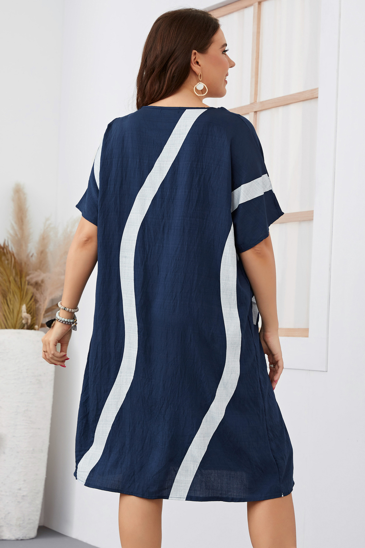 Women's short-sleeved large size loose dress _voghion.com