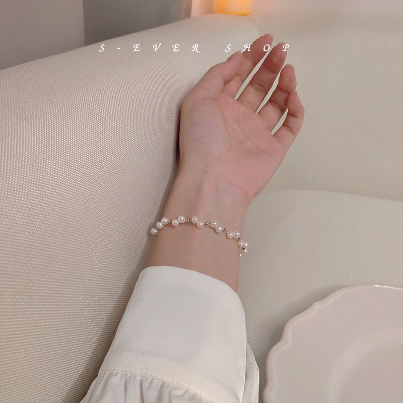 Natural Freshwater With Niche Design, Color Preserving Electroplated Bracelet, Hand Woven Fancy Pearl Bracelet_voghion.com