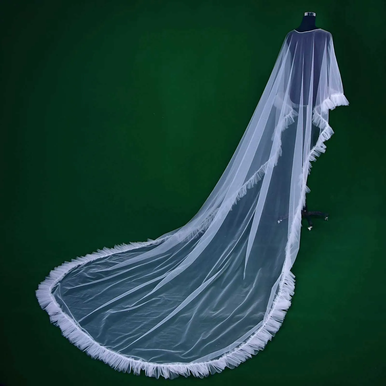 Hårsmycken Dam MZB19 Lång Brudslöja Plus Storlek Bolero Elegant Damjacka Bröllopsgäst Katedralmantel_voghion.com