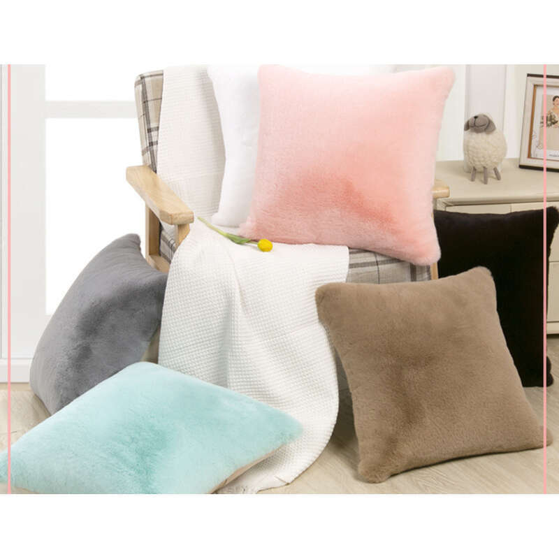 Minimalist Home Sofa Core, Solid Colour Otter Plush Car Cushion Cover, Lumbar Protector_voghion.com