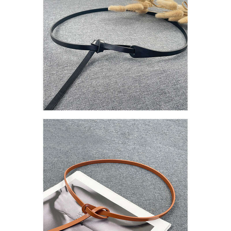 Cintura sottile con cento nodi da donna, nera alla moda con abito, cintura da maglione_voghion.com