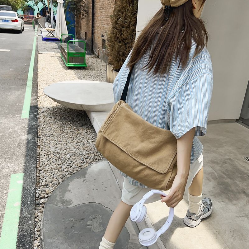 Damen Messenger Vintage Toile Adolescent Schultertasche Tragetaschen Casual Handtasche Sac À Bandoulière_voghion.com