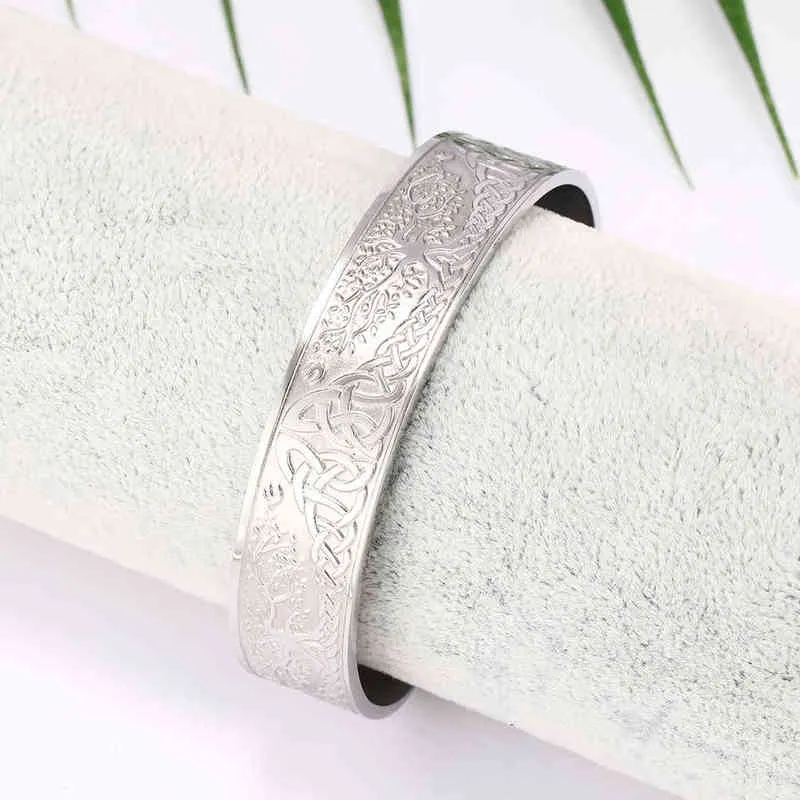 Skyrim Viking Bangle Endlos Love Buttons Tree of Life Birds Edelstol Manschett Magnéitesch Therapie Bracelet Männer Fraen_voghion.com