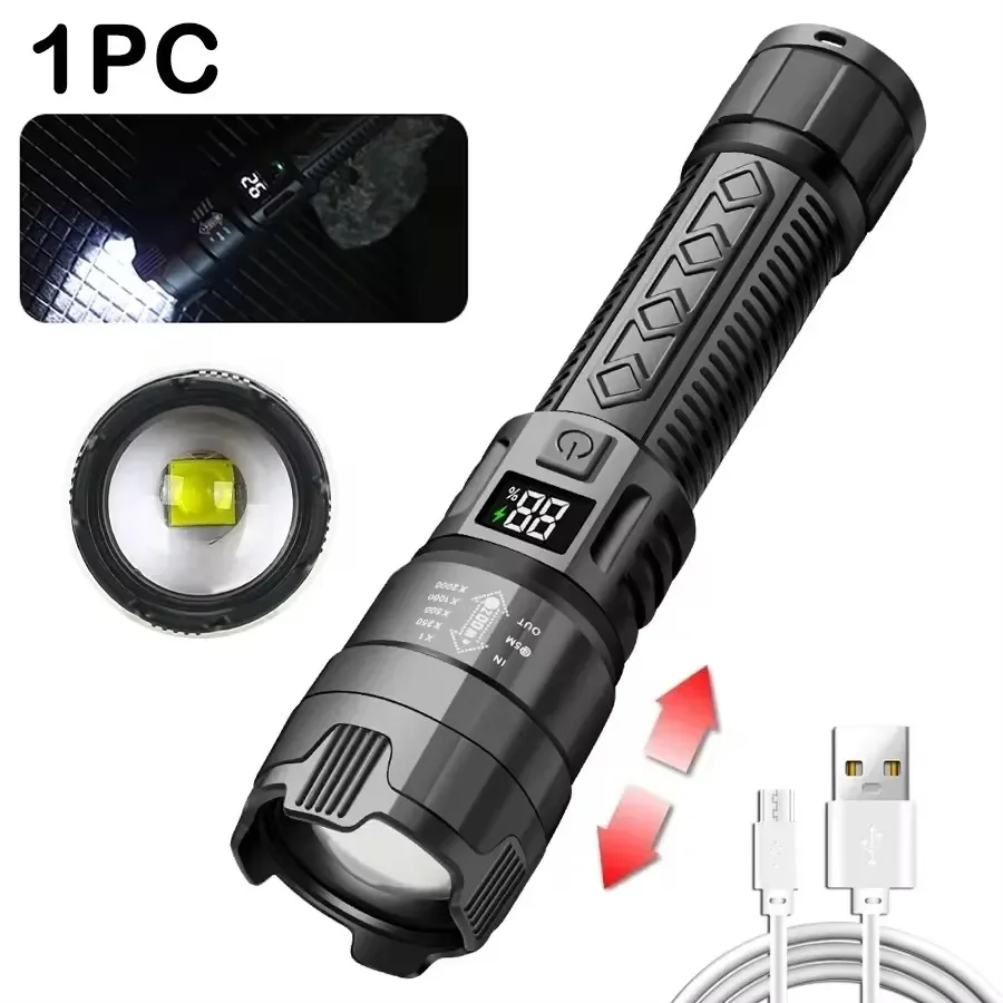 Rechargeable Led Tactical Flashlight High Power Waterproof Torch_voghion.com