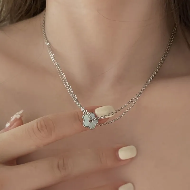 Collane con ciondolo, doppio strato, fiore, collane per ragazza_voghion.com