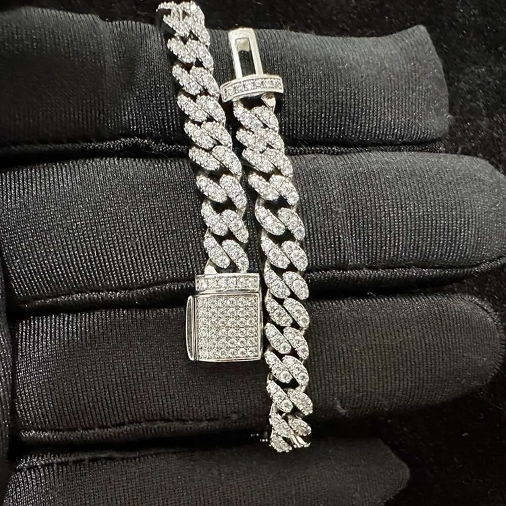 Bracciale a maglie cubane con moissanite VVS in argento sterling da 6 mm, gioielli da donna, collana con test del diametro_voghion.com