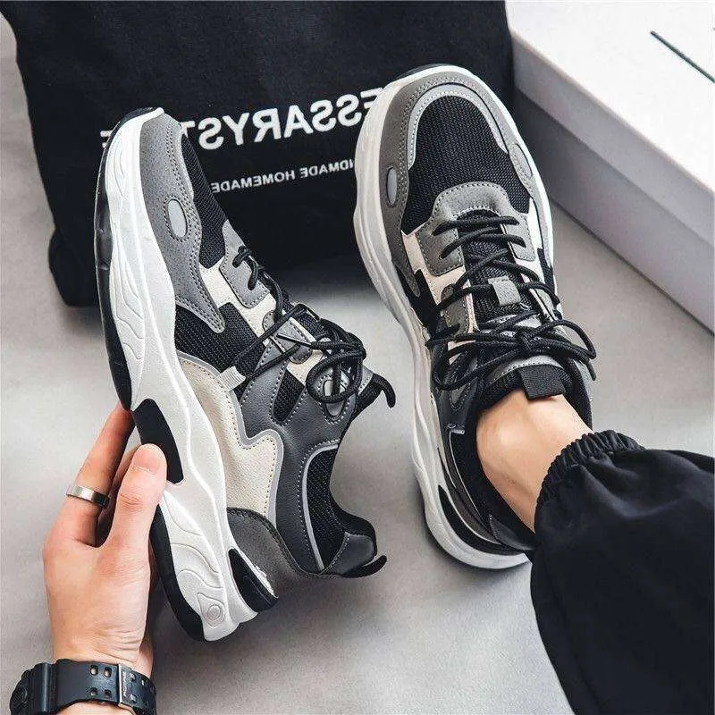 Breathable Men Mesh Athleisure Clunky Running Shoes In Blue_voghion.com