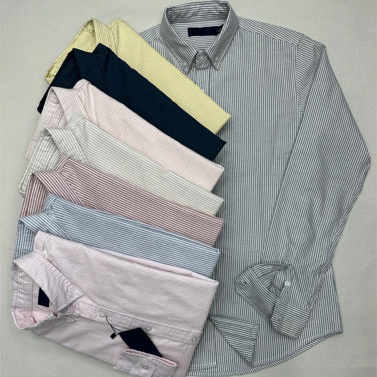 Men Casual Shirts stripe spring and autumn quality business dress shirt fashion classic shirts mens oxford fabric_voghion.com