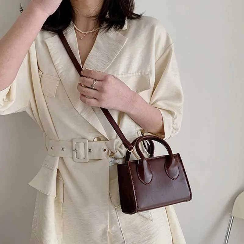 Retro Mini Square Handbag For Women Pu Leather Shoulder Messenger_voghion.com