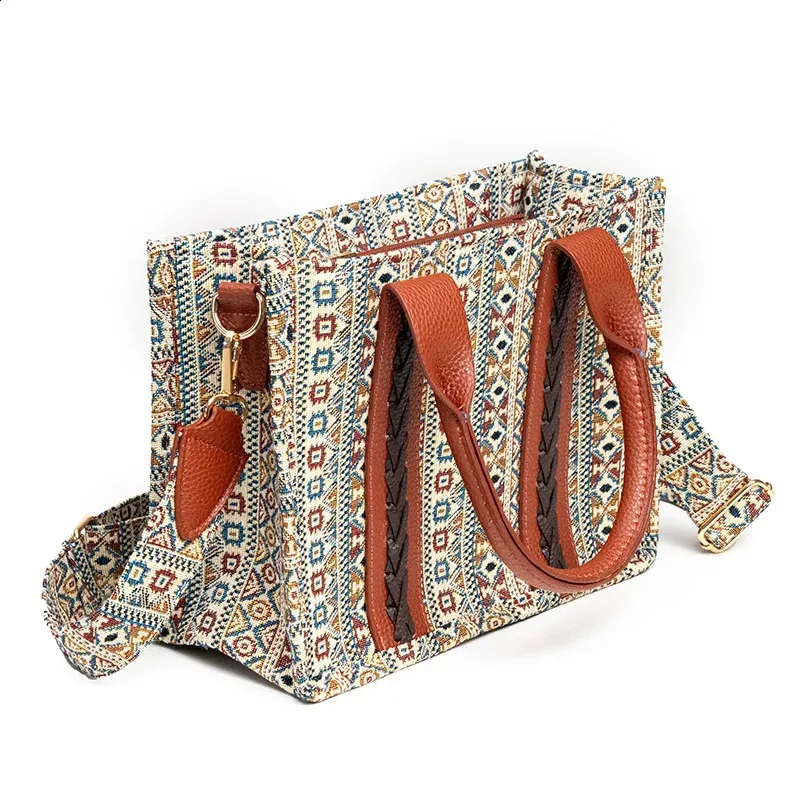Damen Spot Cross-Border Tote Canvas Umhängetasche Bohemian Aztec Geldbörsen und Handtaschen Damen Geldbörse 240824_voghion.com