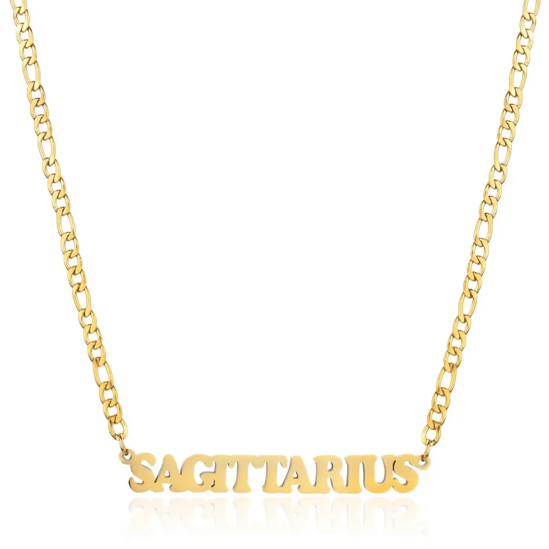 Collier pendentif en acier inoxydable Twee 12 constellations collier lettre ras du cou pour femmes hommes bijoux de cou usine_voghion.com