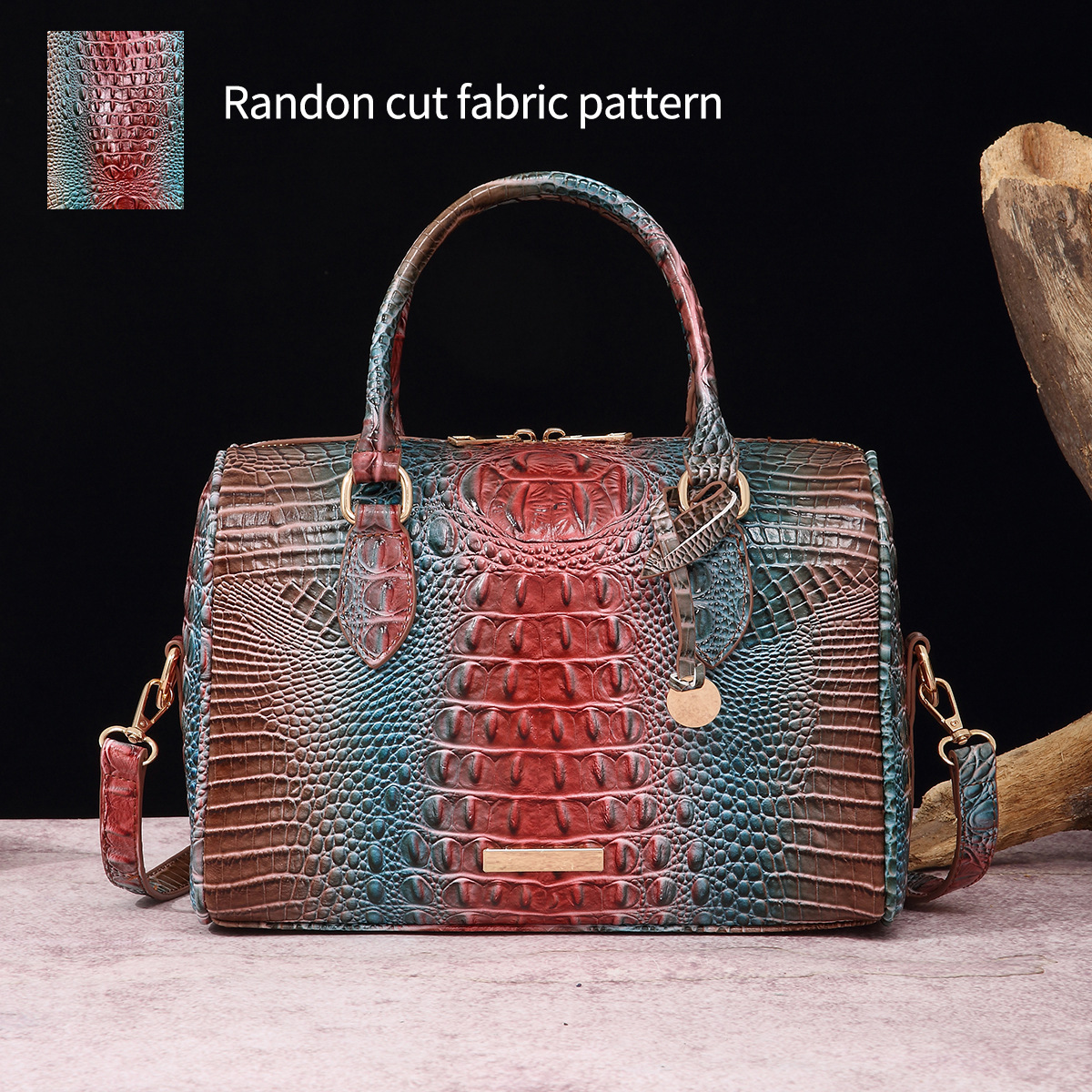 travel retro women's bag Brahman crocodile pattern_voghion.com