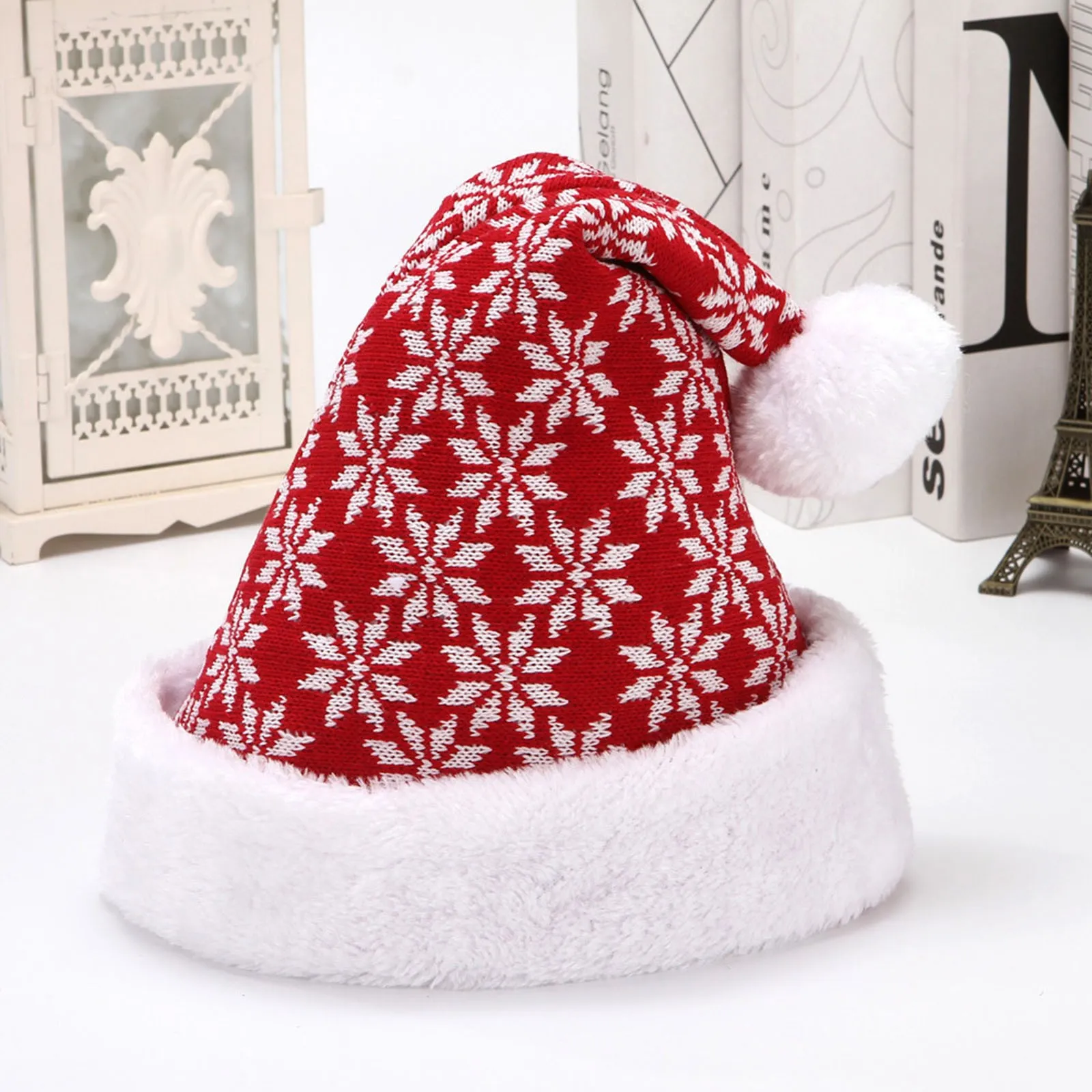 Chapeaux Écharpes Ensembles Casquettes de baseball Chapeau enroulable Hiver Noël Laine Cerf Neige Flanelle Adulte Tricoté Casquette de baseball Soutien_voghion.com