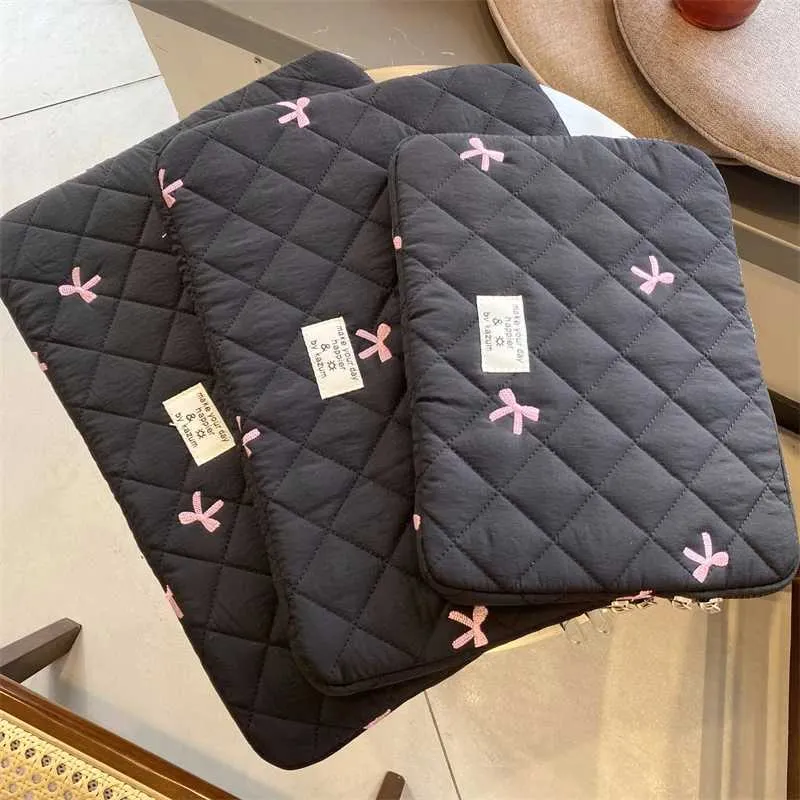 Süße Schleife Stickerei Computer Tasche Tablet Sleeve Fall 11 13,3 14 15,6 Zoll Frauen Laptop-Hüllen für Buch Ipad HP_voghion.com