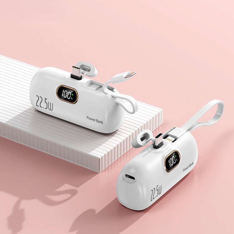 3C tanúsítvánnyal rendelkező, közvetlen behelyezésű kapszula, gyors töltés kábellel, mini 5000mAh hordozható külső akkumulátor_voghion.com