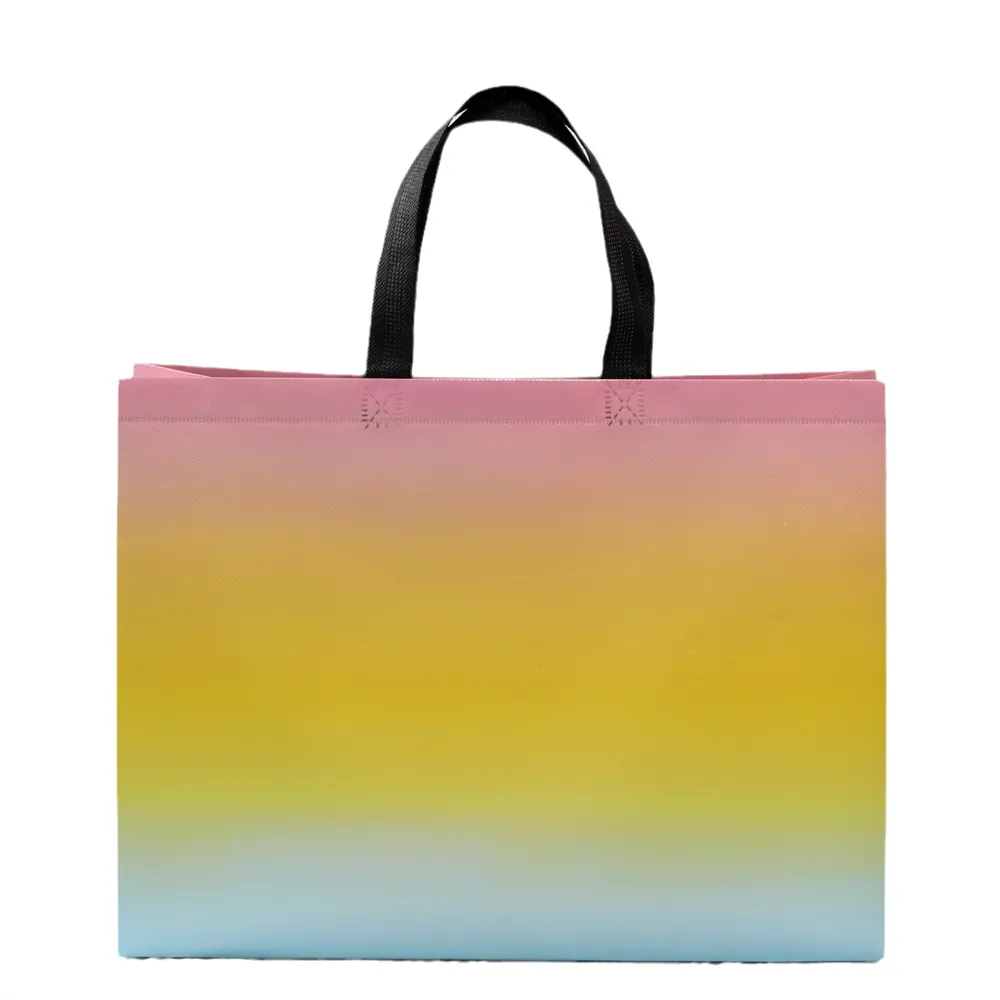 Foldable Laser Shopping Reusable Eco Tote Business Clothing Waterproof Fabric Non-woven Bag Travel Storage Handbag_voghion.com