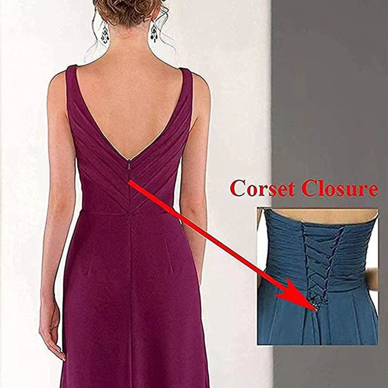 Women's Clothing Wedding Banquet Wedding V Neck Slit Backless Dress_voghion.com