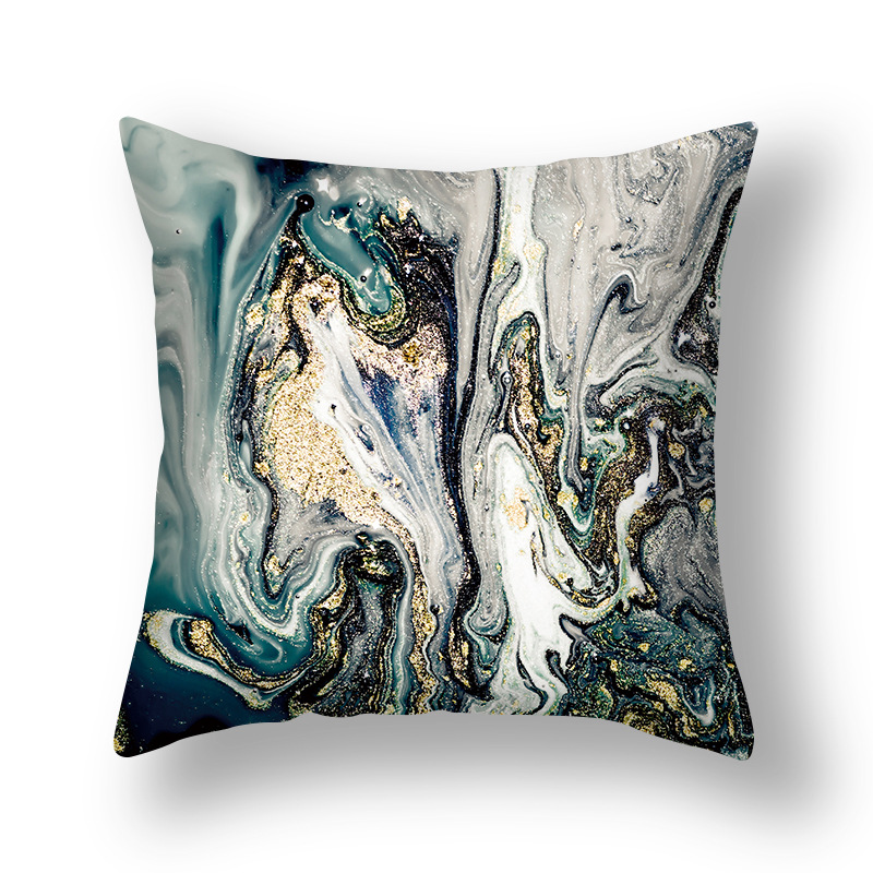 Nuovo cuscino astratto nordico oro verde dorato federa modello inchiostro divano soggiorno comodino_voghion.com