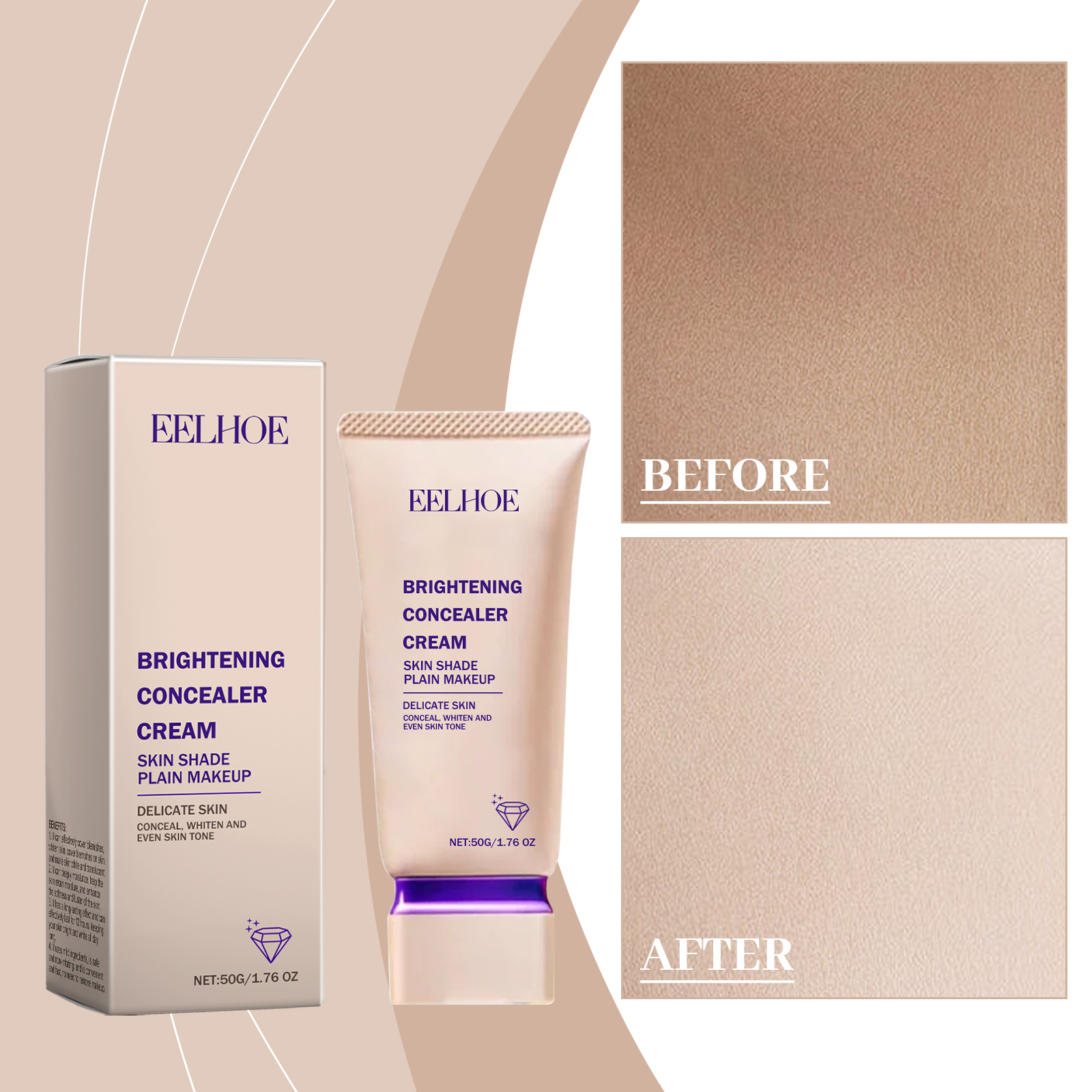 EELHOE Brightening Tone-Up Cream Lightweight Natural Coverage Skincare-Infused Concealer For No-Makeup Flawless Finish & Radiant Skin_voghion.com