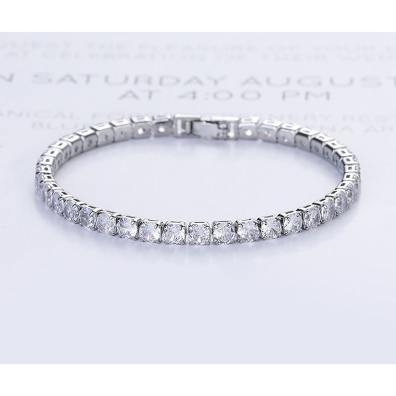 Bracciale tennis con zirconi impilati, coreano giapponese da 4 mm, East Gate Dia, da uomo e da donna_voghion.com