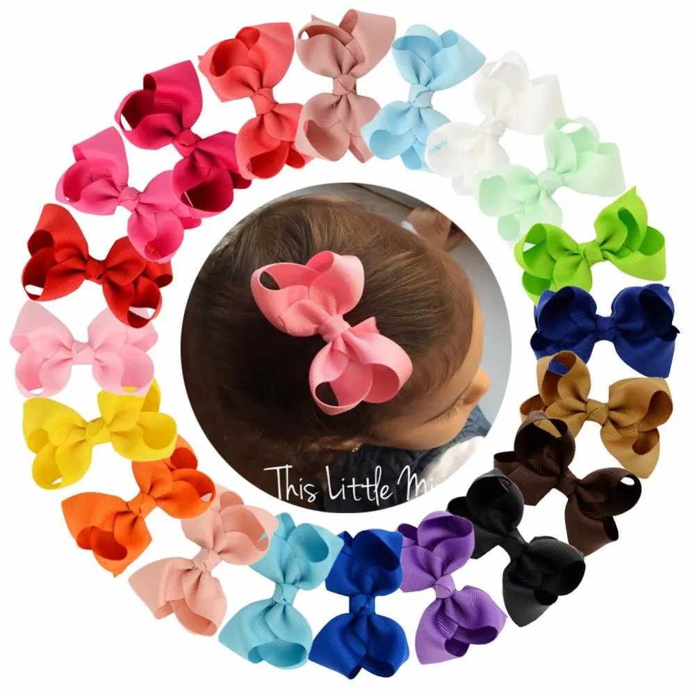 20pcs/Lot Korean 3 Inch Grosgrain Ribbon Bows Accessories With Clip Boutique Bow Hairpins Hair Ornaments_voghion.com