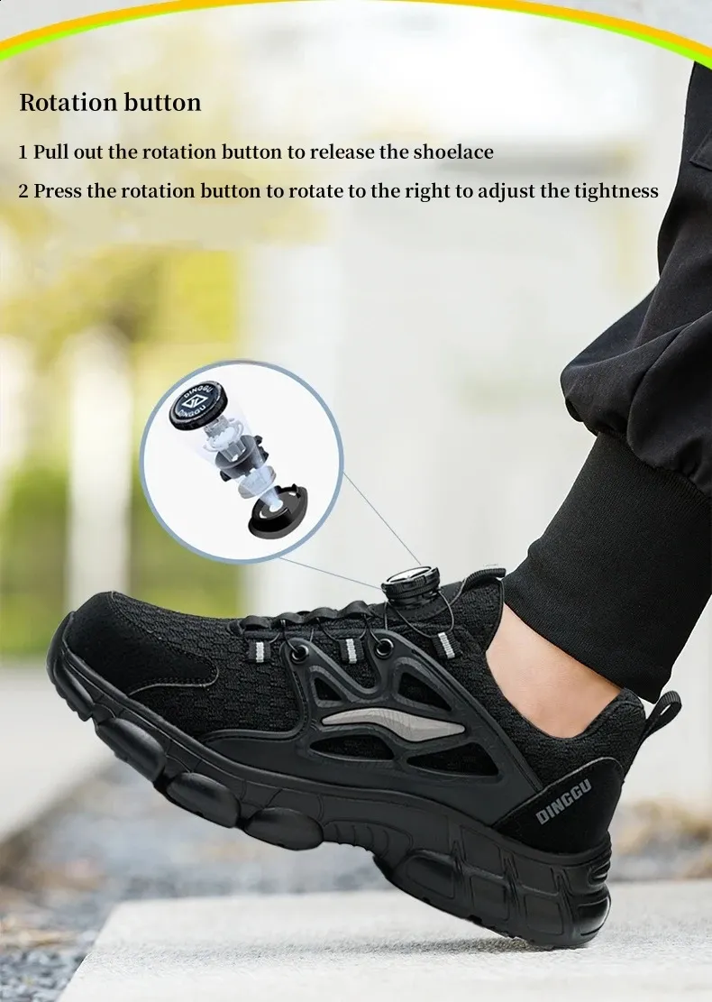 Rotating Button Mens Womens Steel Toe Plus Size 47 48 Work Sports Shoes Protective Safety Boots 250226_voghion.com