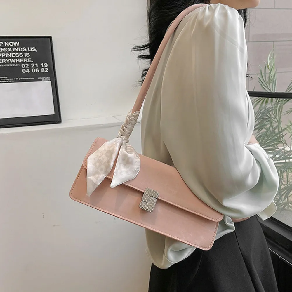 Retro Silk Scarf Lady Shoulder Underarm Casual Commuting Handbag Minimalist Business Women's Banquet Bag_voghion.com