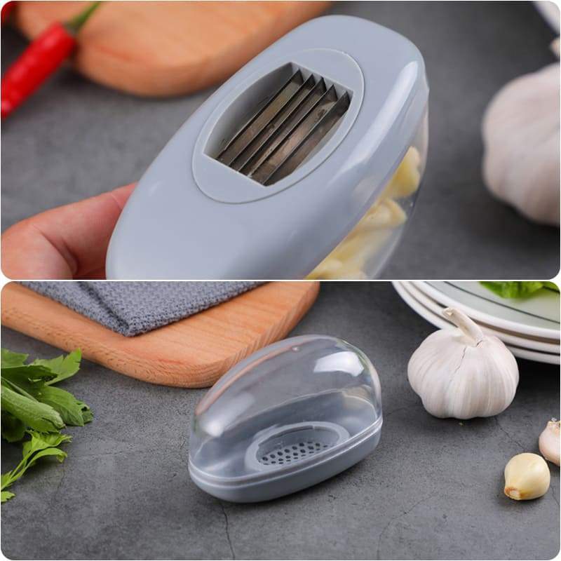 Portable 2-in-1 Garlic Processor Steinless Steel Garlic Press and Slicer Garlic Crusher Chopper Kitchen Utensils Accessories New_voghion.com