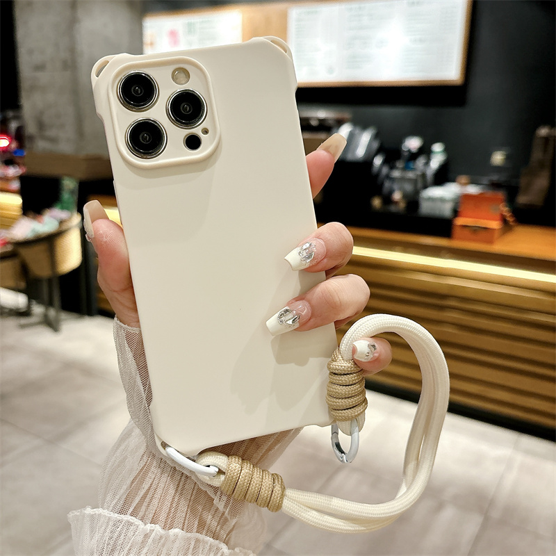 Candy Color Lanyard Strap Phone Case For iPhone 15 14 13 12 11 Pro Max Plus X XS XR Silicone Soft TPU Back Cover_voghion.com