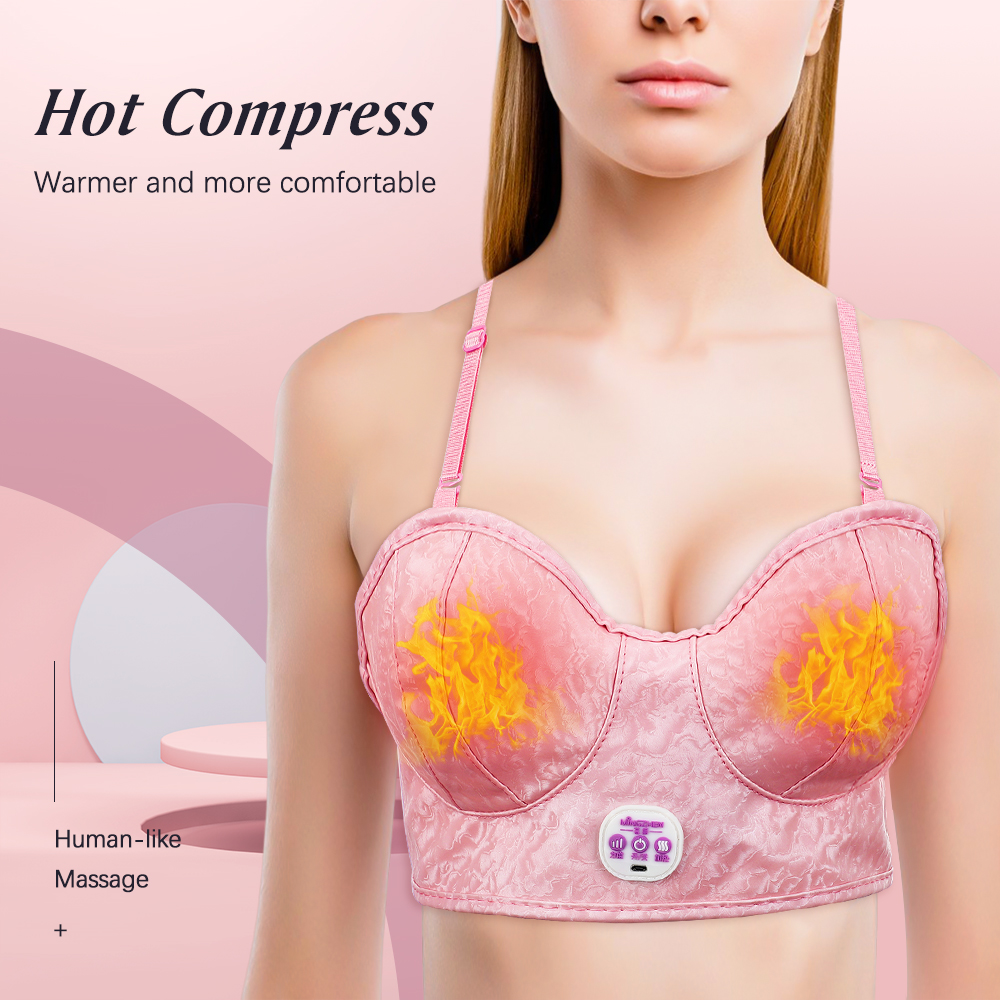 Electric Breast Massage Wireless Hot Compress Vibration Massage Enhancer Stimulator Device Prevent Sagging Breasts Massager_voghion.com