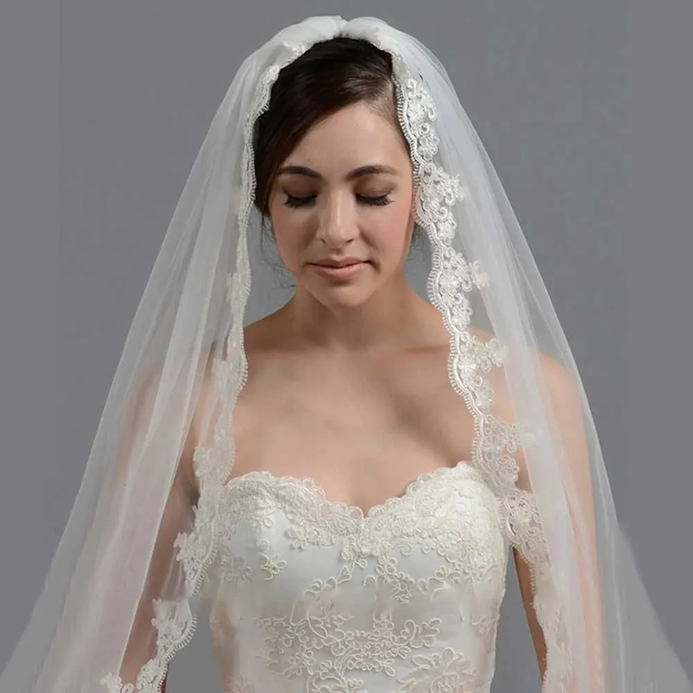 Bruidssluier met kantrand bruidsaccessoires voor in het haar_voghion.com