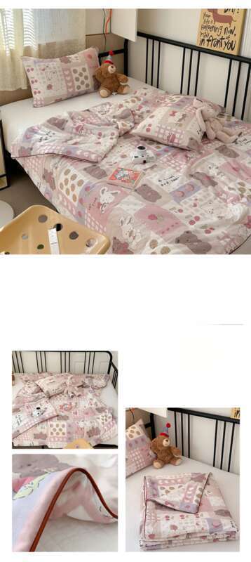 Couverture d'été en coton tricoté pour enfants, motif dessin animé, douce, épaisse et chaude, en fibre de haricots, pour le printemps, l'automne et l'hiver_voghion.com