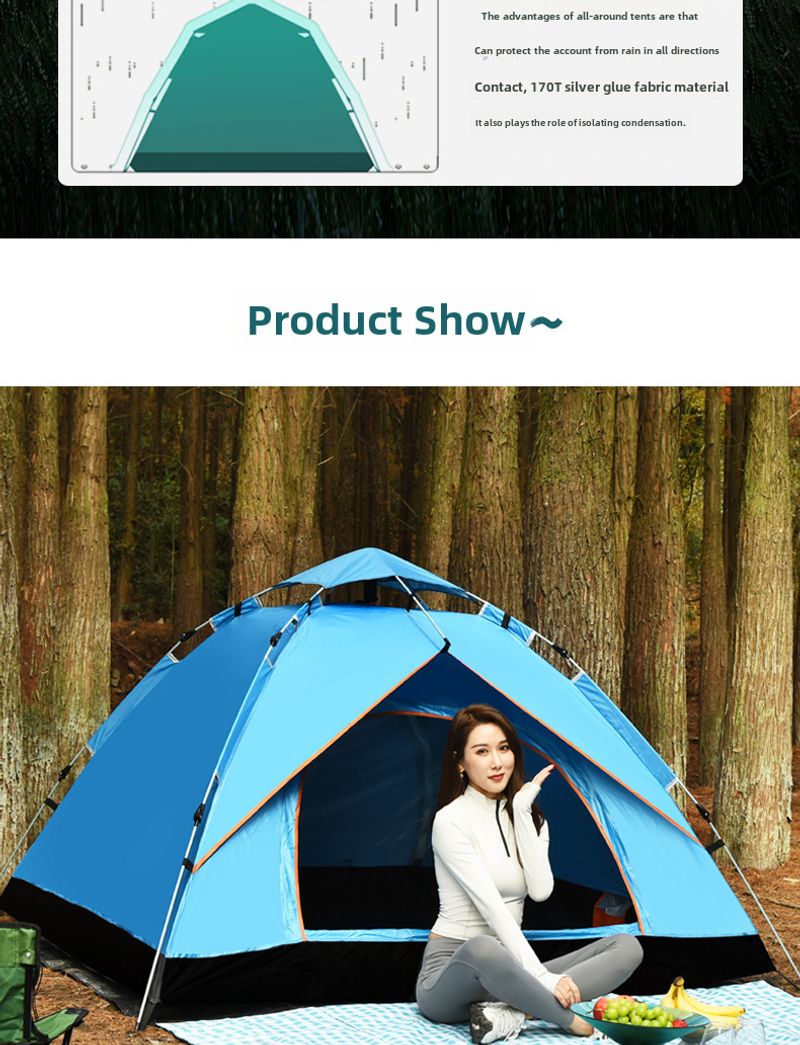Outdoor Fully automatic two speed 3-4 people wilderness beach camping tents_voghion.com