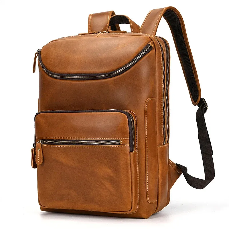 Mochila para portátil de 14" y 15,9" de piel auténtica para hombre, de piel de Caballo Loco, 240902_voghion.com