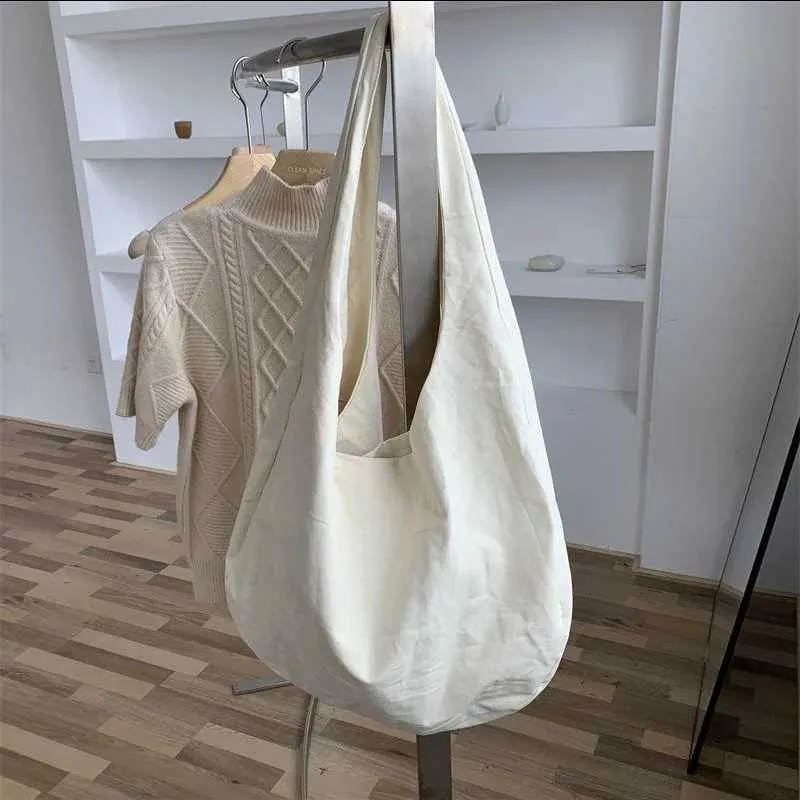 Grande borsa a tracolla retro in tela per donna stile hobo_voghion.com