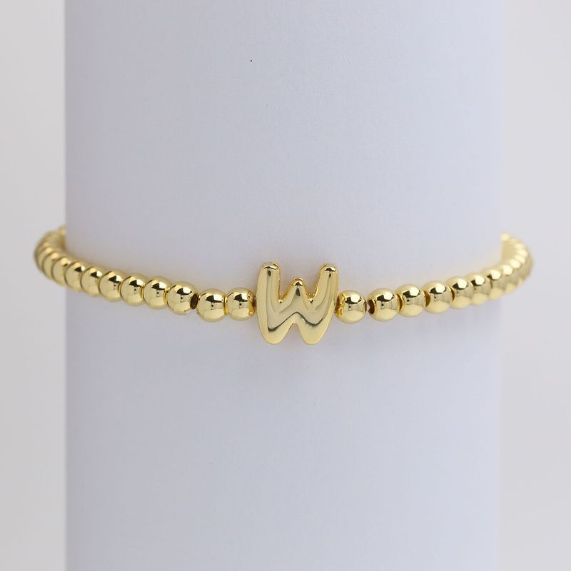 Copper Beaded Plating Letter Bracelets_voghion.com