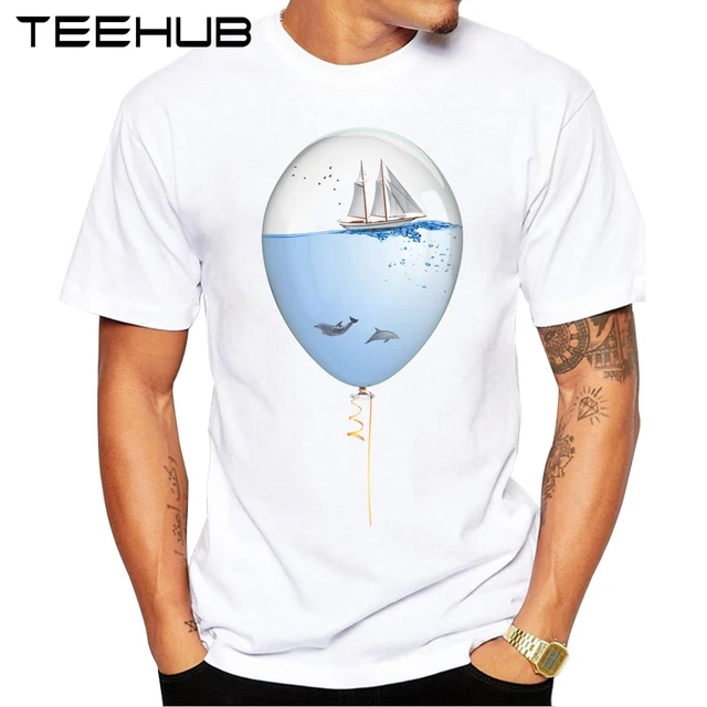Sommer Heiße Verkäufe Sealoon Männer T-shirt Neue Mode Meer In Einem Ballon Gedruckt T hemd Lustige Tops Kurzarm Basic Tee_voghion.com