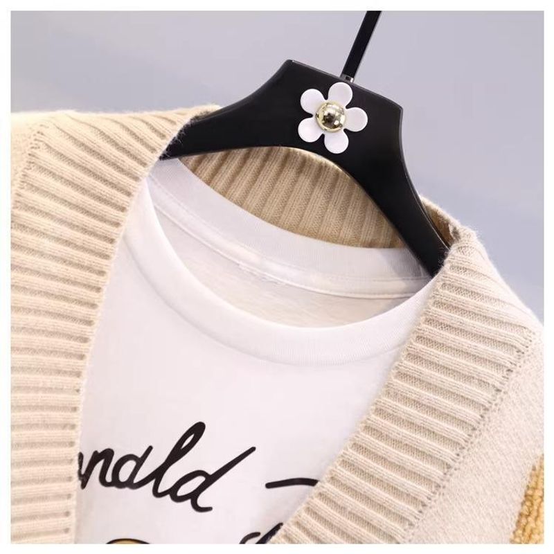 Women's Clothing Fat mm stylish horn button letter sweater jacket for women autumn and winter new large size loose lazy_voghion.com