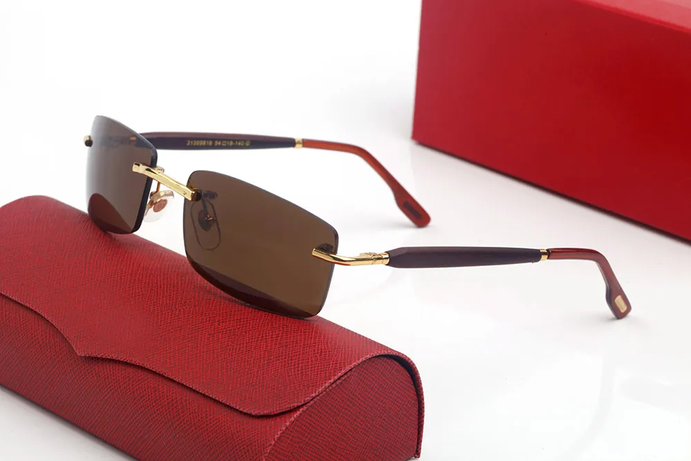 designer Sunglasses Eyeglasses vintage frames wood temples with Metal Frameless Full Rim Semi Rimless rectangular shape_voghion.com