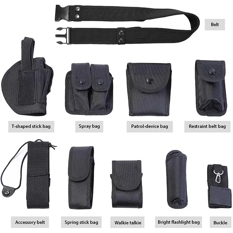 10-in-1-taktische Sicherheitsgürtel, multifunktionaler Pistolenhalfter, Taschenlampenbeutel-Set, Utility-Kit, Dienstgürtel 250715_voghion.com
