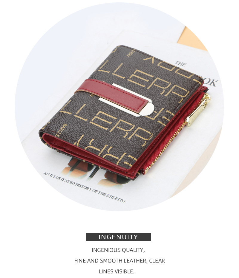 Baellerry ladies short wallet style printed multi-card slots snap coin purse fashionable zipper card holder for women_voghion.com