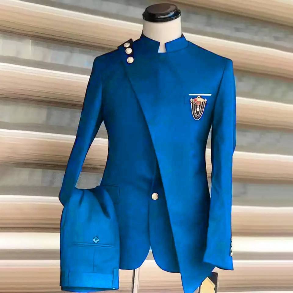 Men's Clothing Large Size Suit Two Piece Suit New Style Stand Collar Business Banquet Suit_voghion.com
