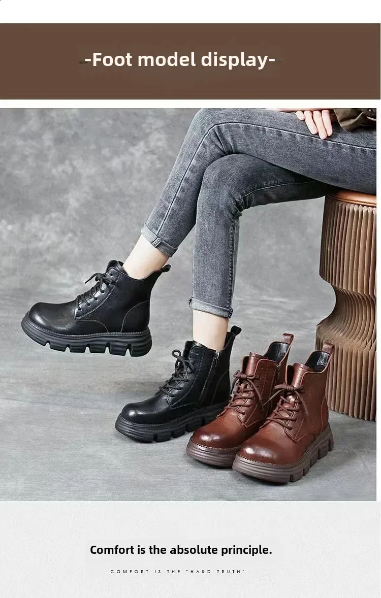 Bottes Martin pour femmes, semelle épaisse, automne/hiver, petites, amincissantes, tendance, en caoutchouc, montantes, 240719_voghion.com