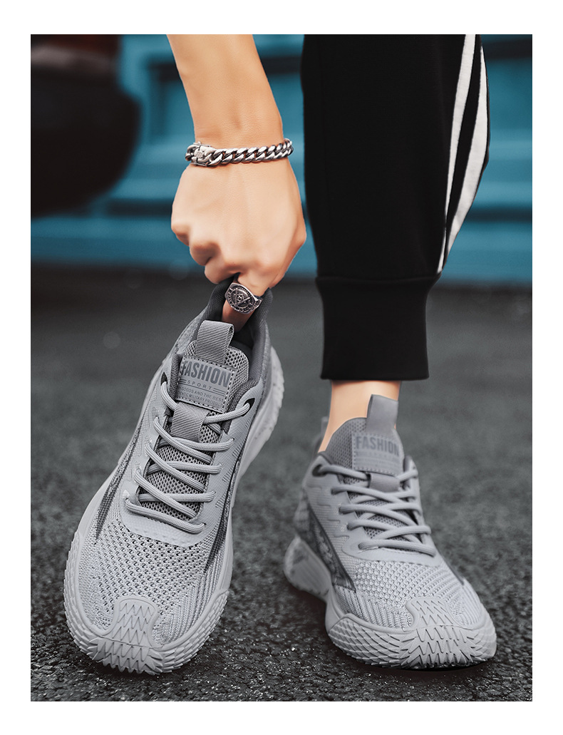 Straight men's breathable sports and leisure running soft soled mesh board shoes, trendy shoes_voghion.com