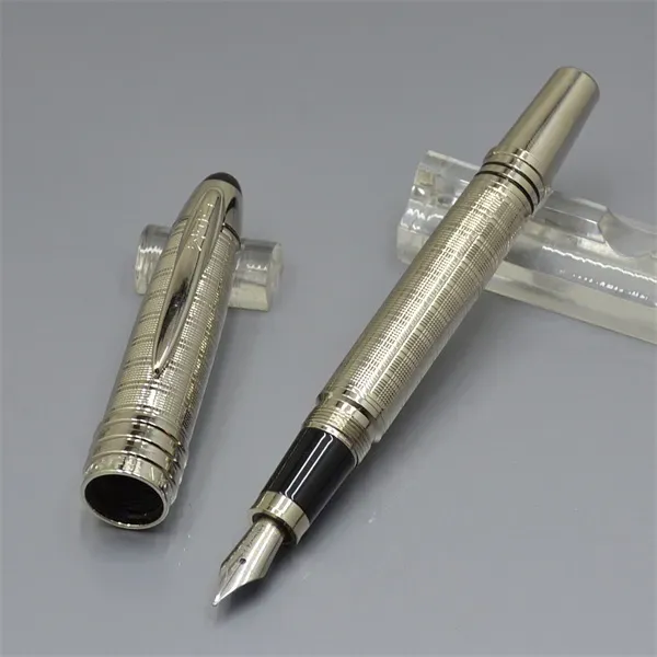 Pluma estilográfica de metal negro de alta calidad, venta al por mayor, papelería para escuela y oficina, pluma de tinta caligráfica de punta de 0,7 para regalo de negocios._voghion.com