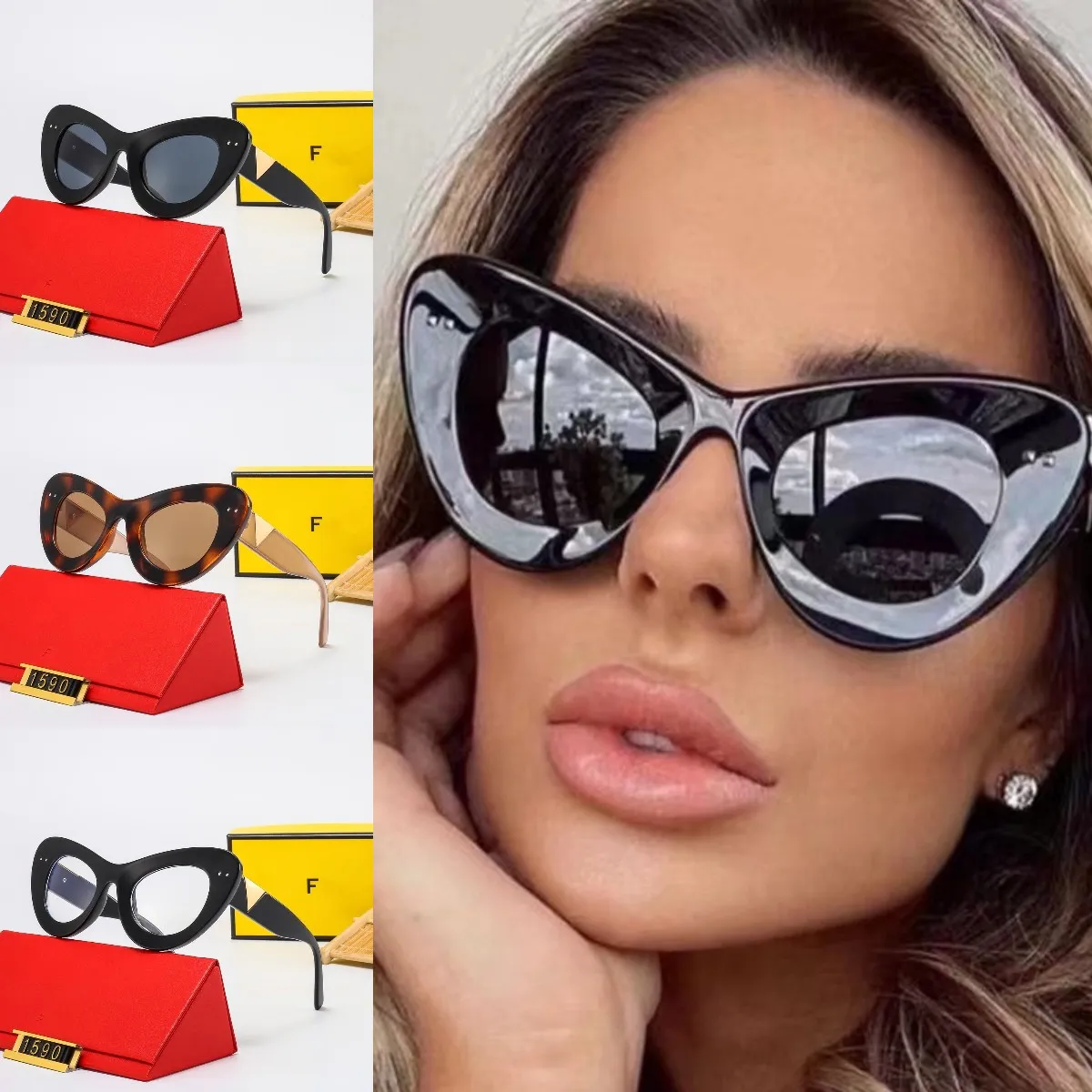 Oversized Man Women Cat Eye Sunglasses Ladies Designer Goggle Beach Sun Glasses Fashion Design Elegant Eyeglasses_voghion.com