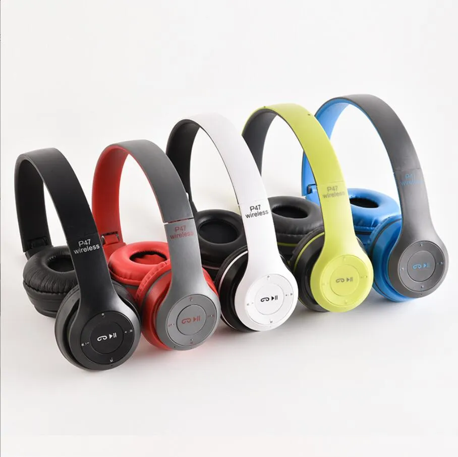 P47 Wireless Earphones Stereo 5.0 Bluetooth Headsets Foldable Gaming Earphone Bass Animation Showing Support TF FM Card_voghion.com