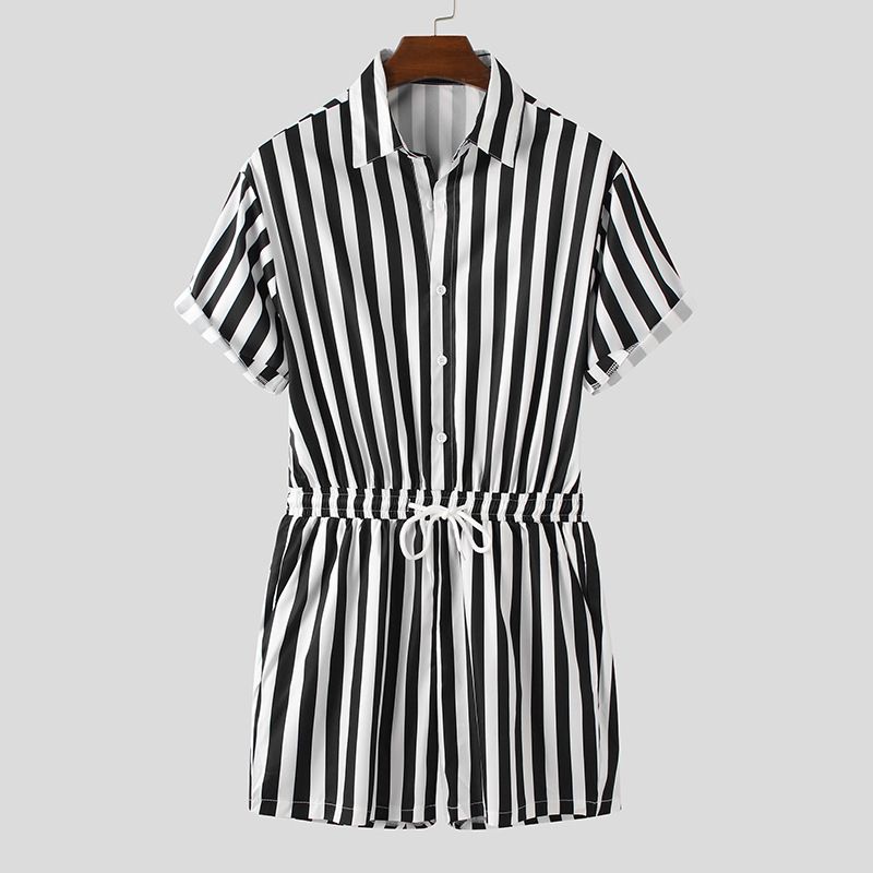 Männer Revers sexy Casual Moud Sport Jumpsuits_voghion.com